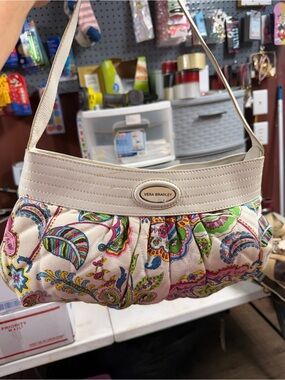 Vera Bradley Cream Paisley Shoulder Bag with Multicolor Accents